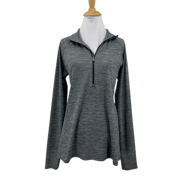 Under Armour Sweatshirt Womens L Large Grey Fited HeatGear Half Zip Athletic - Picture 1 of 14